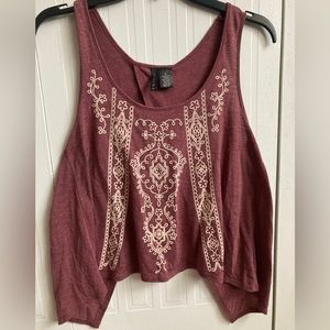 Pink Boho Crop Top Flowy Tank Pattern Open Back